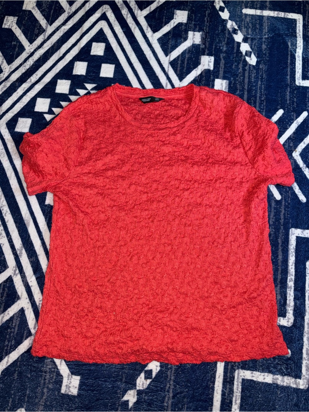 Simply Vera Vera Wang Red Textured Short Sleeve Tee